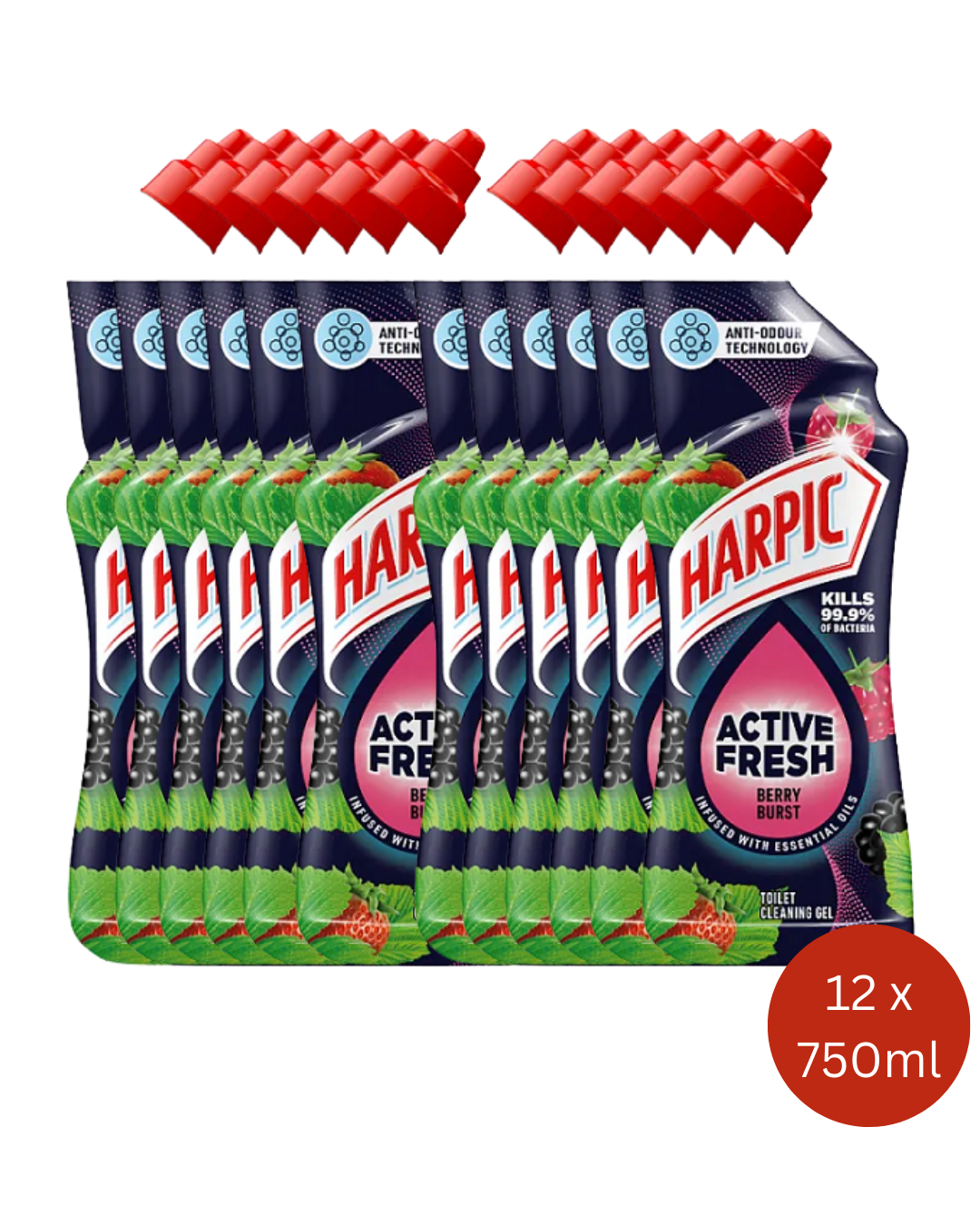 Harpic Active Fresh Berry Burst Toilet Cleaning Gel (12 x 750mls)